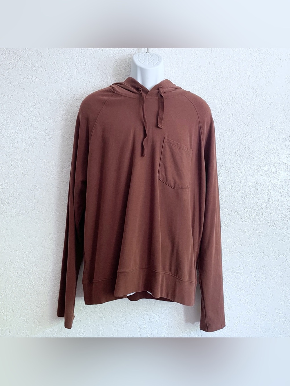 ATM Men's Chocolate Brown Hoodies Sweater XL Soft Casual Distressed Cuffs